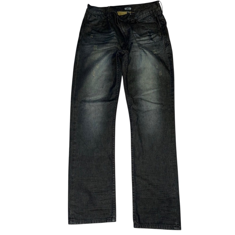 Men’s Parish Nation Charcoal Black Jeans Size 36x32 Straight Leg Distressed